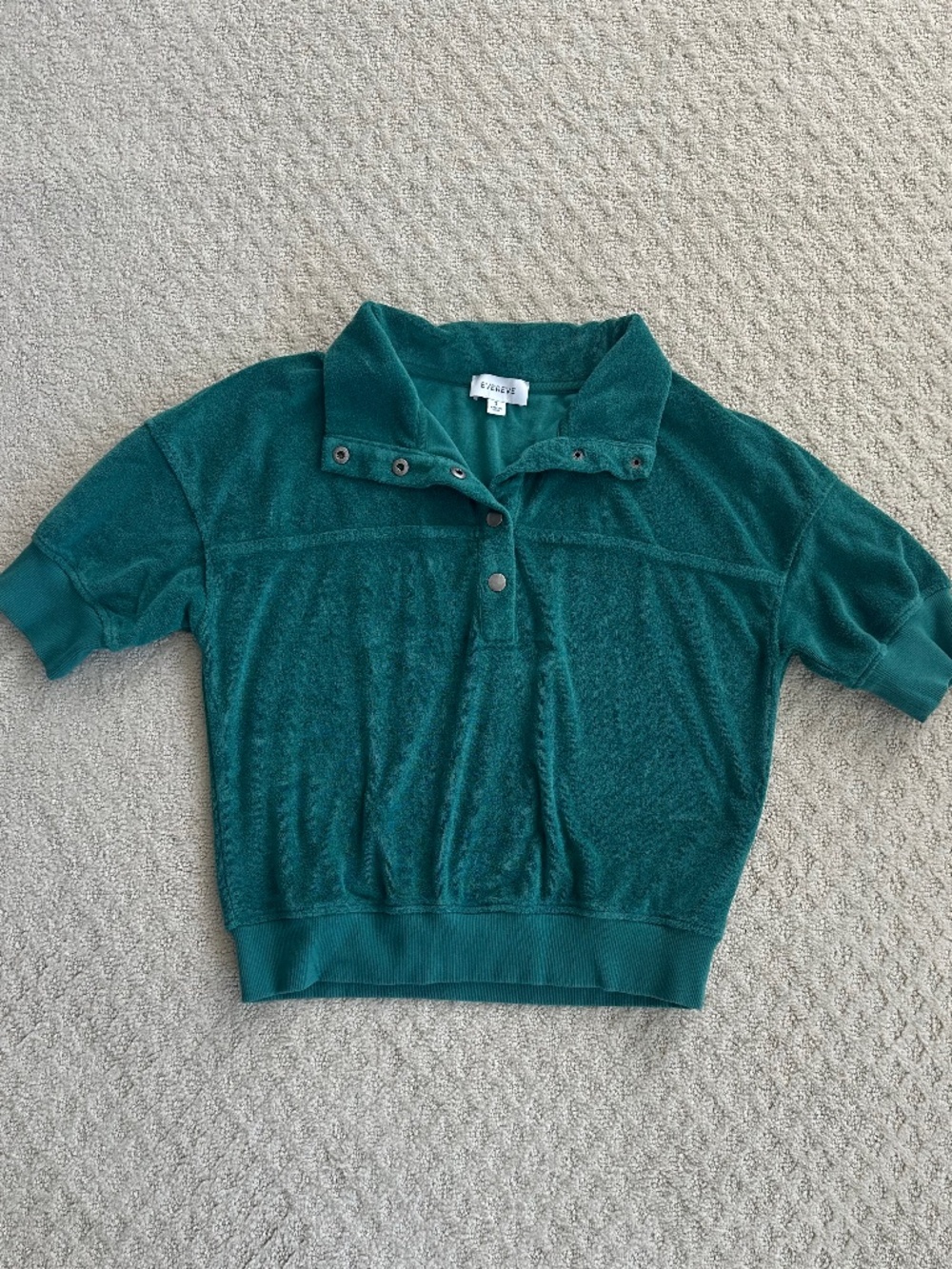 Evereve Charli Terry Cloth Short Sleeve Sweatshirt Kelly Green S Cozy Casual